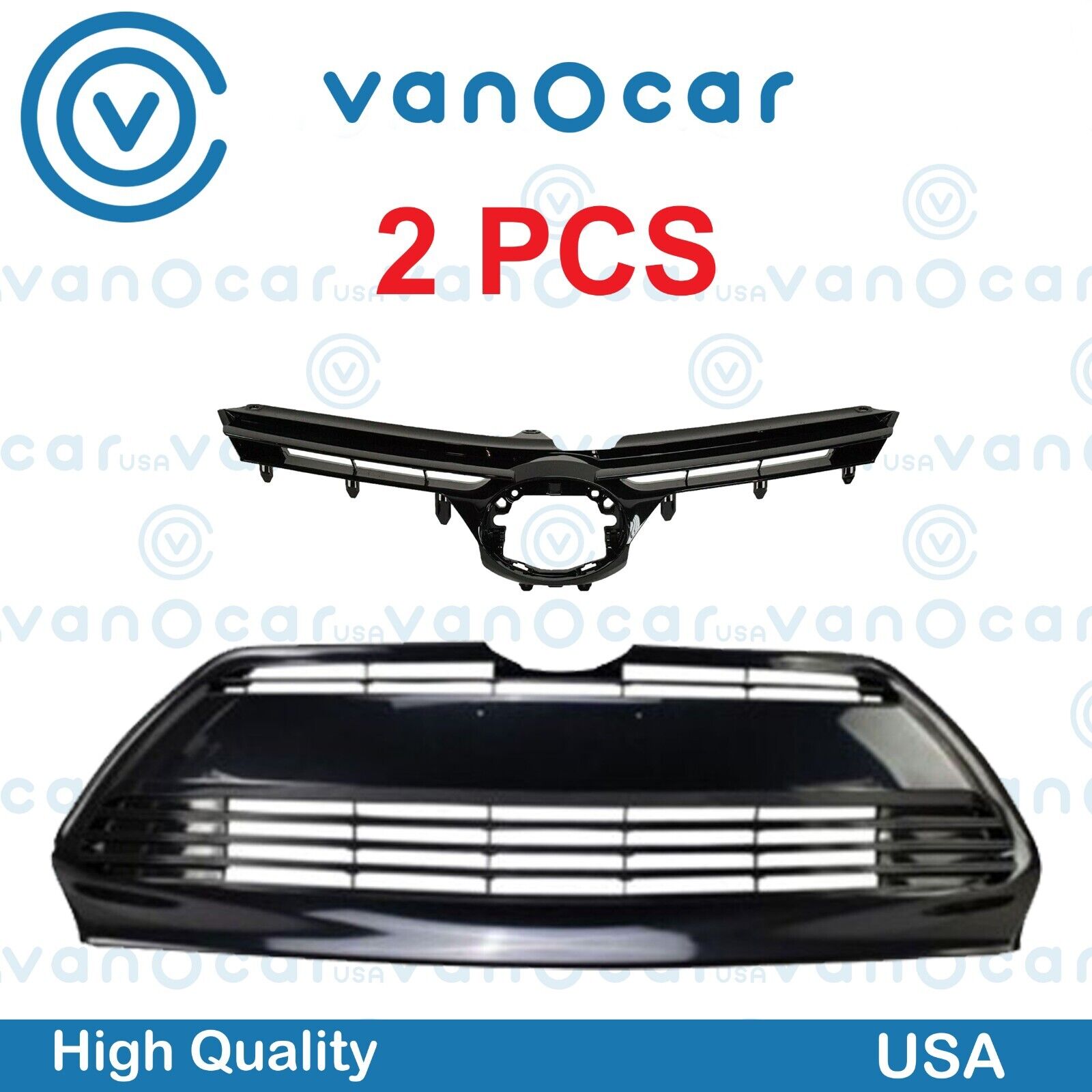 2Pcs For Toyota Corolla LE XLE 2017-2019 Front Bumper Upper & Lower Grille Grill